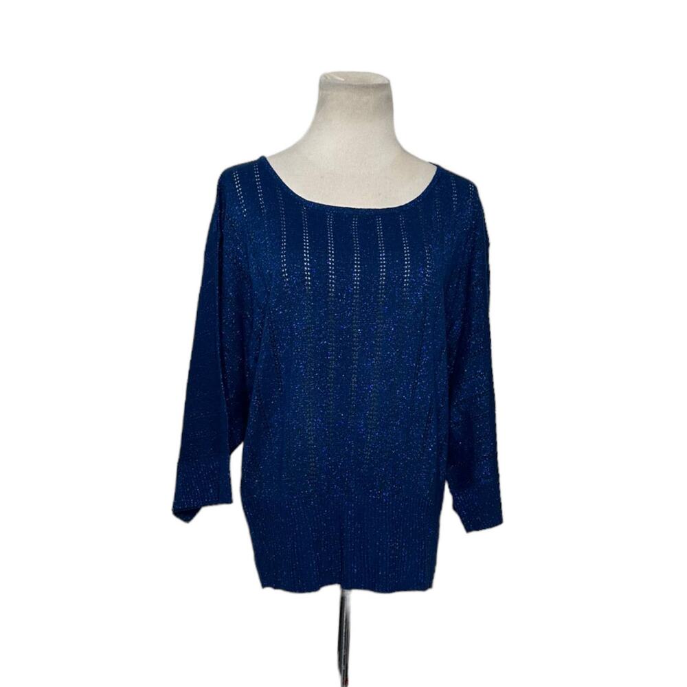Elementz Blue Shimmer Pullover Crew Knit Sweater size Large